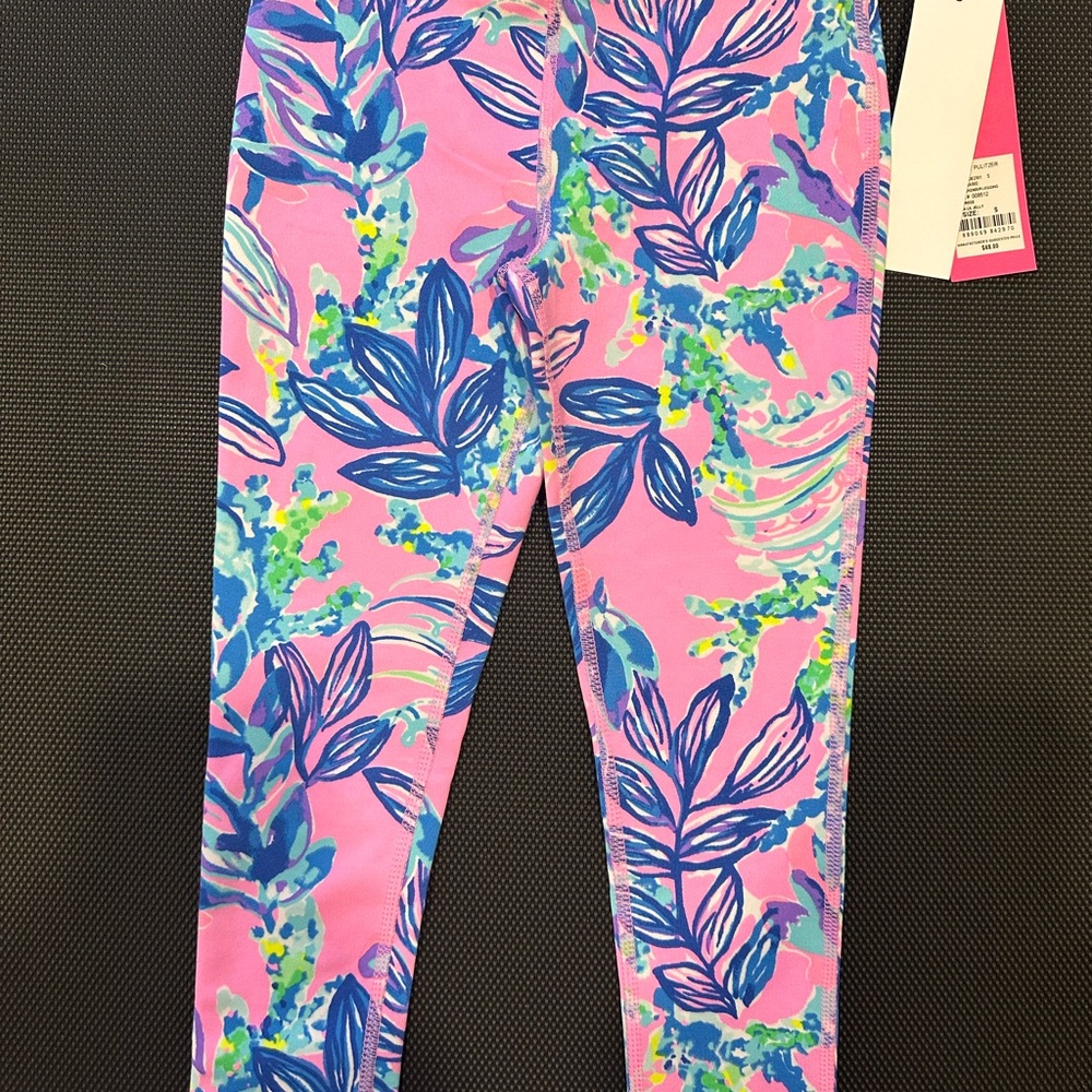 Lilly Pulitzer Pink and Blue Leaf Print Leggings